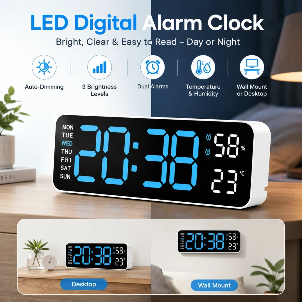 Large Digital LED Wall Clock